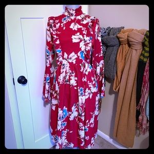 Red tea length dress